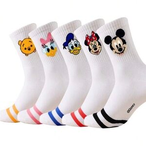 Disney Mickey Minnie Donald Crew Socks 5 Pair Set Unisex Women’s Men’s New